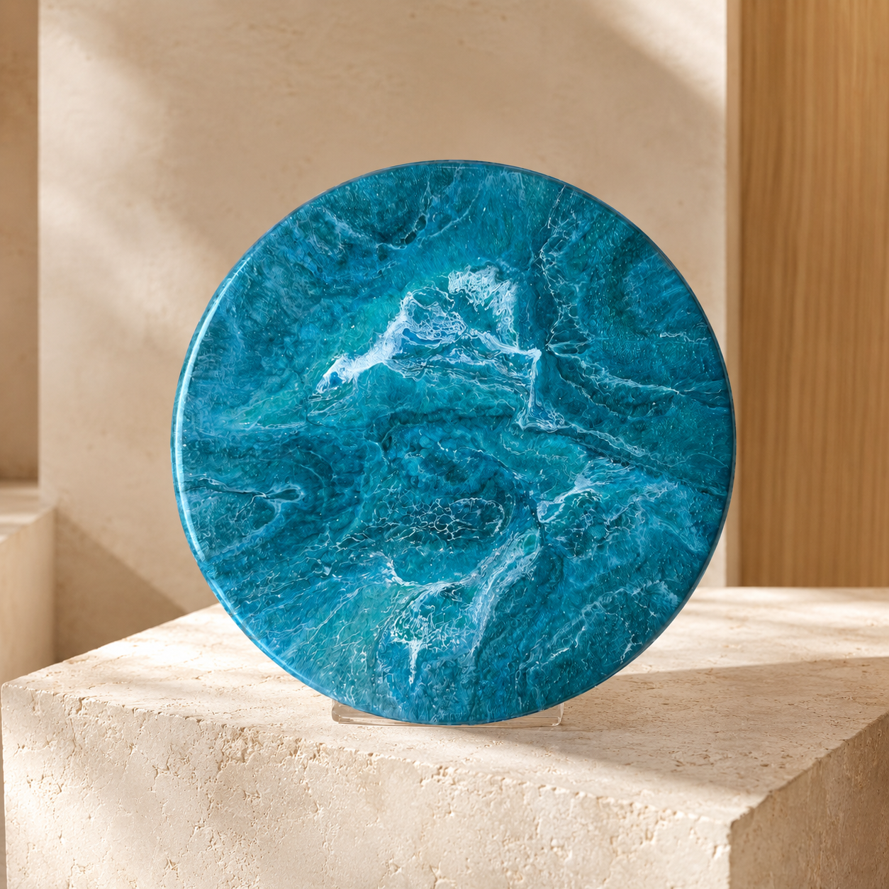 Ocean colors Lazy Susan geode design epoxy resin, 5 sizes