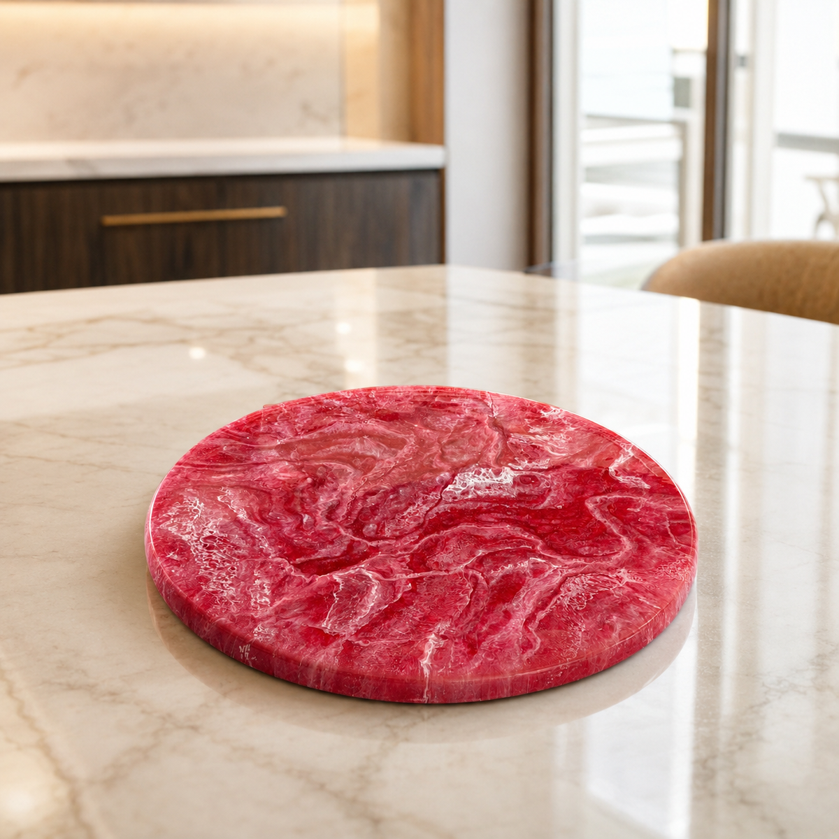Red Lazy Susan geode design epoxy resin, 5 sizes