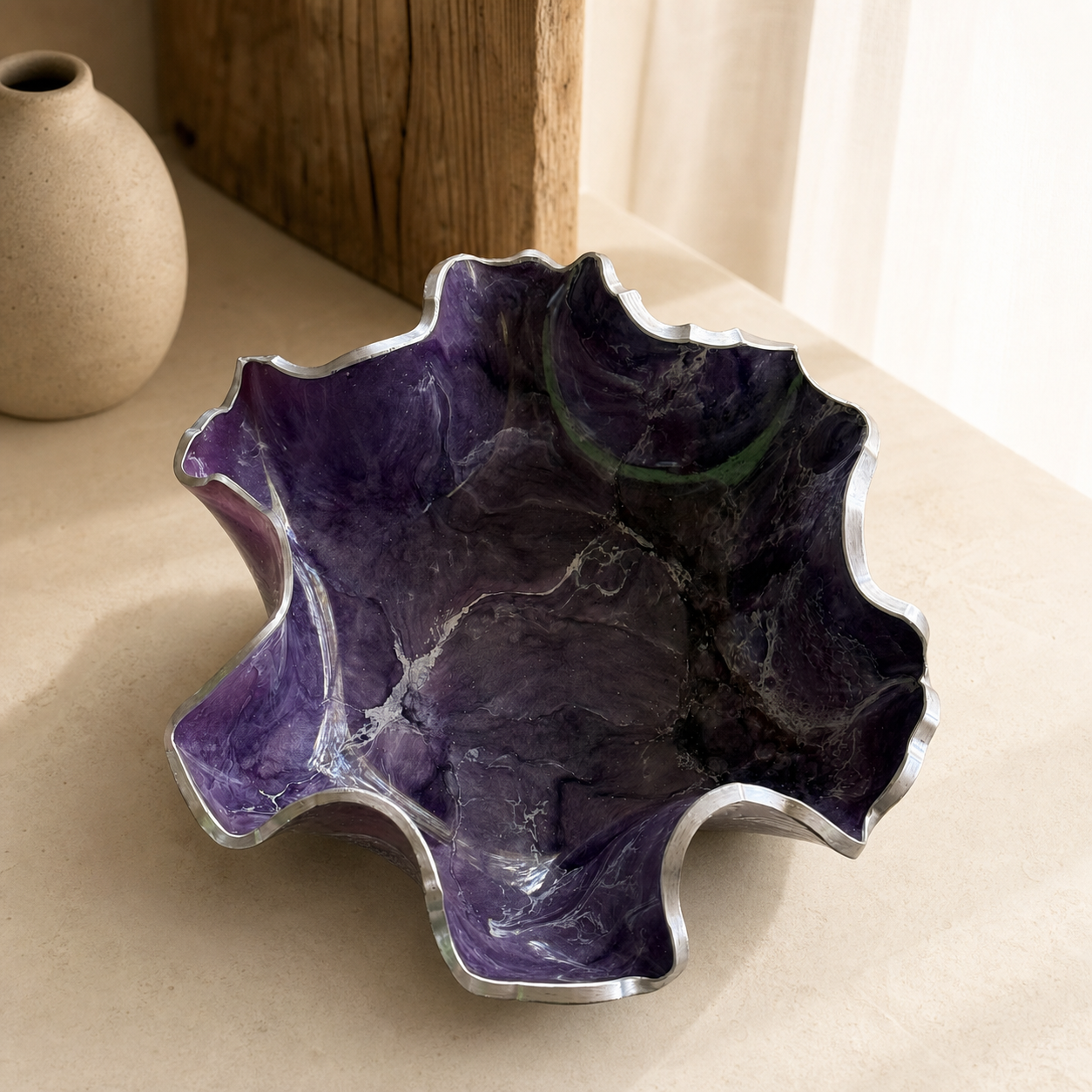 Medium Purple bowl, 11x3" geode design epoxy resin