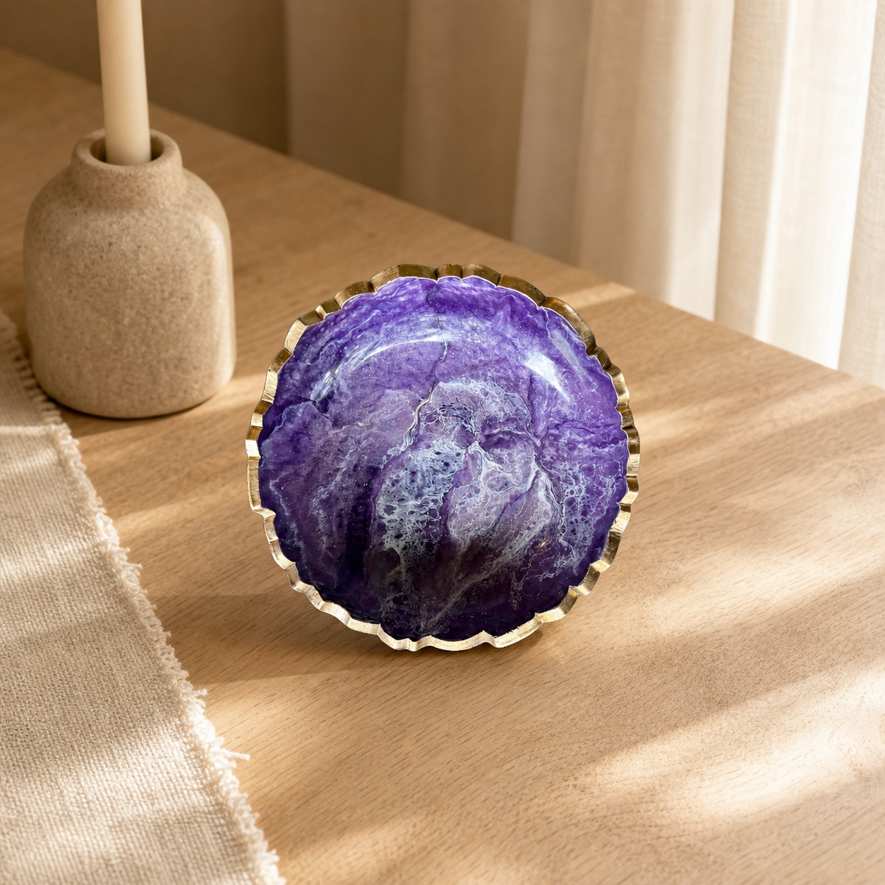 Small Purple bowl, 8x2" geode design epoxy resin
