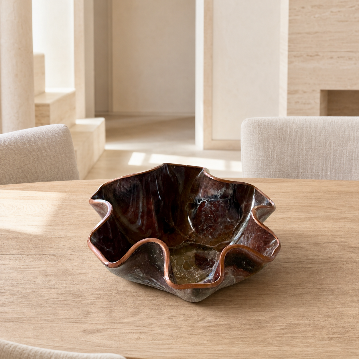 Small Black, Bronze and Copper bowl, 8x3" geode design epoxy resin